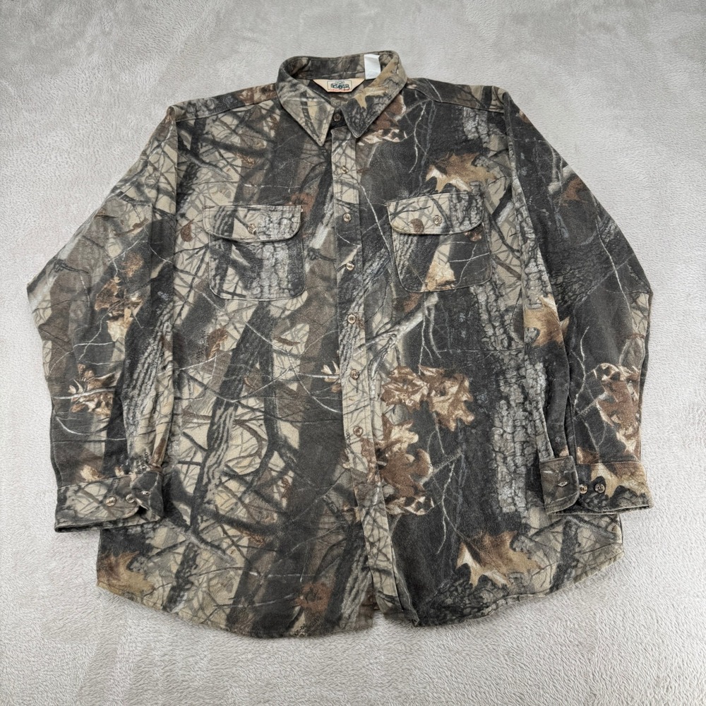 Vintage RedHead Mens 2XL-REG Camo Flannel Shirt Preowned Stains USA Made